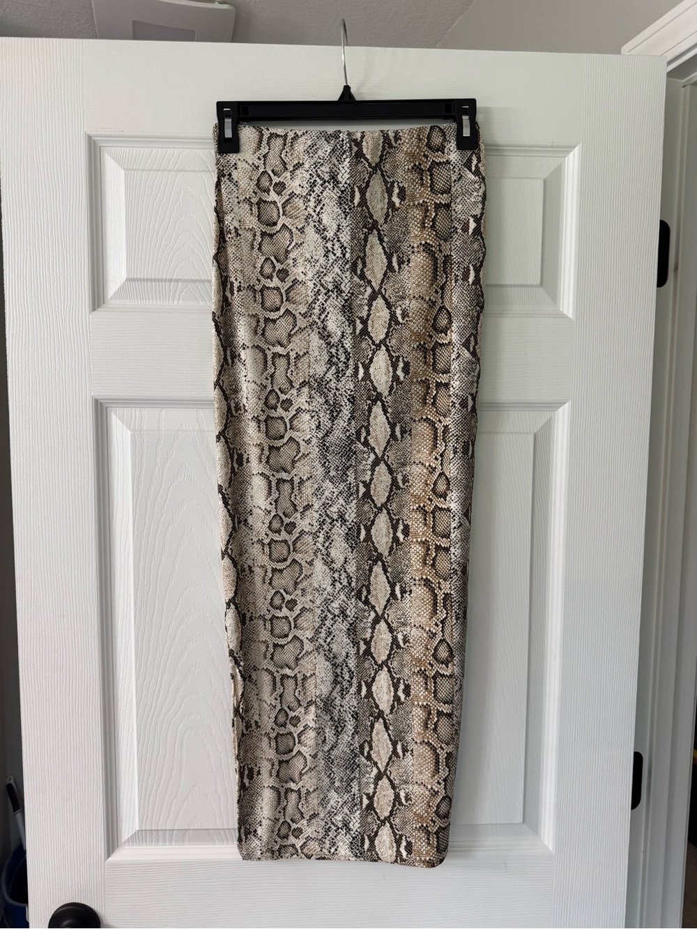 BLVD Snake Print Midi Skirt in Neutral Tones